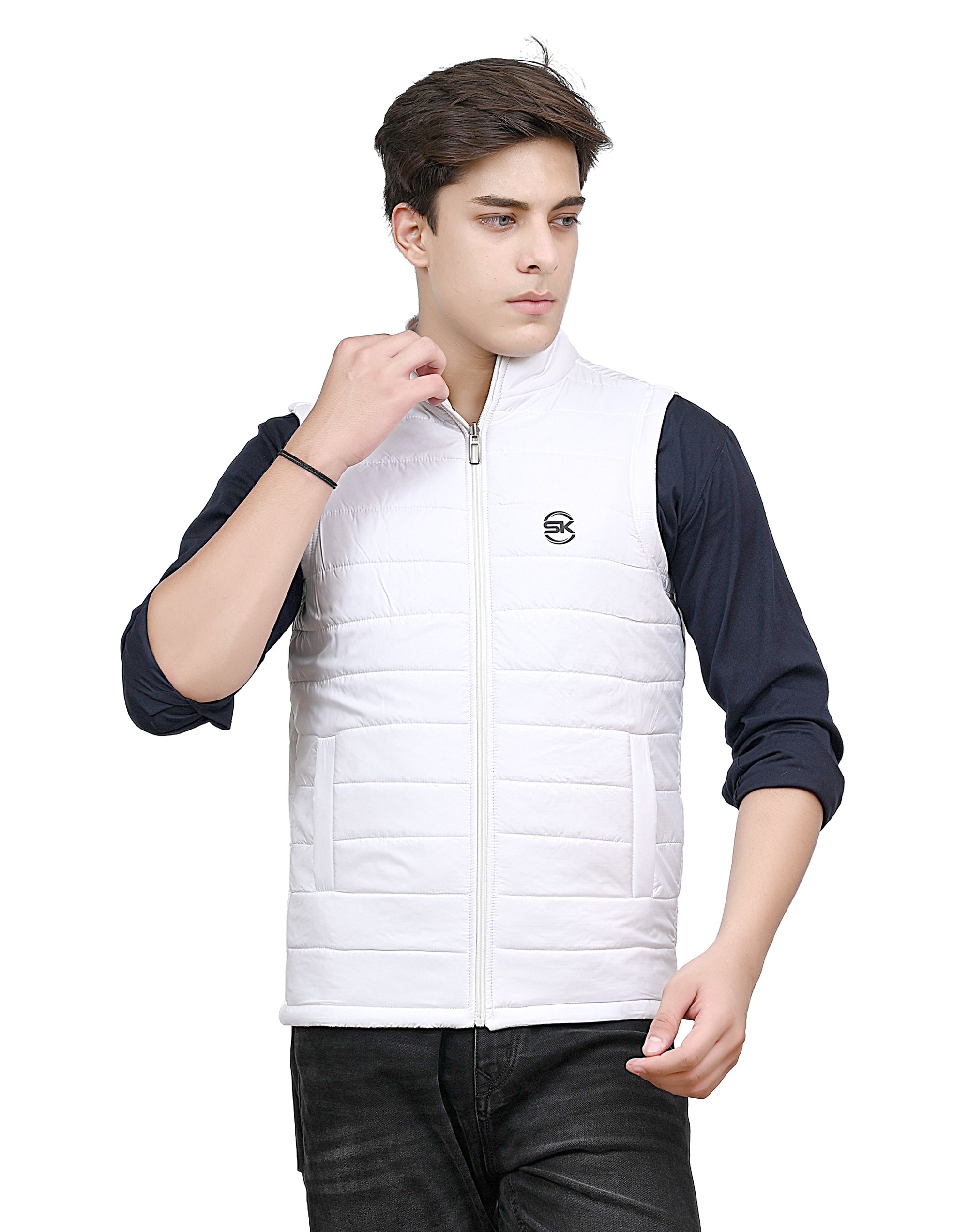 Men’s reversible quilted sleeveless jacket with dual-sided design and zipper closure – versatile winter wear by Amaira Wear