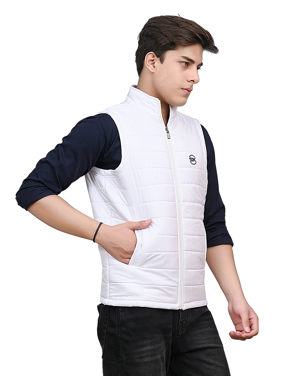 Men’s reversible quilted sleeveless jacket with dual-sided design and zipper closure – versatile winter wear by Amaira Wear