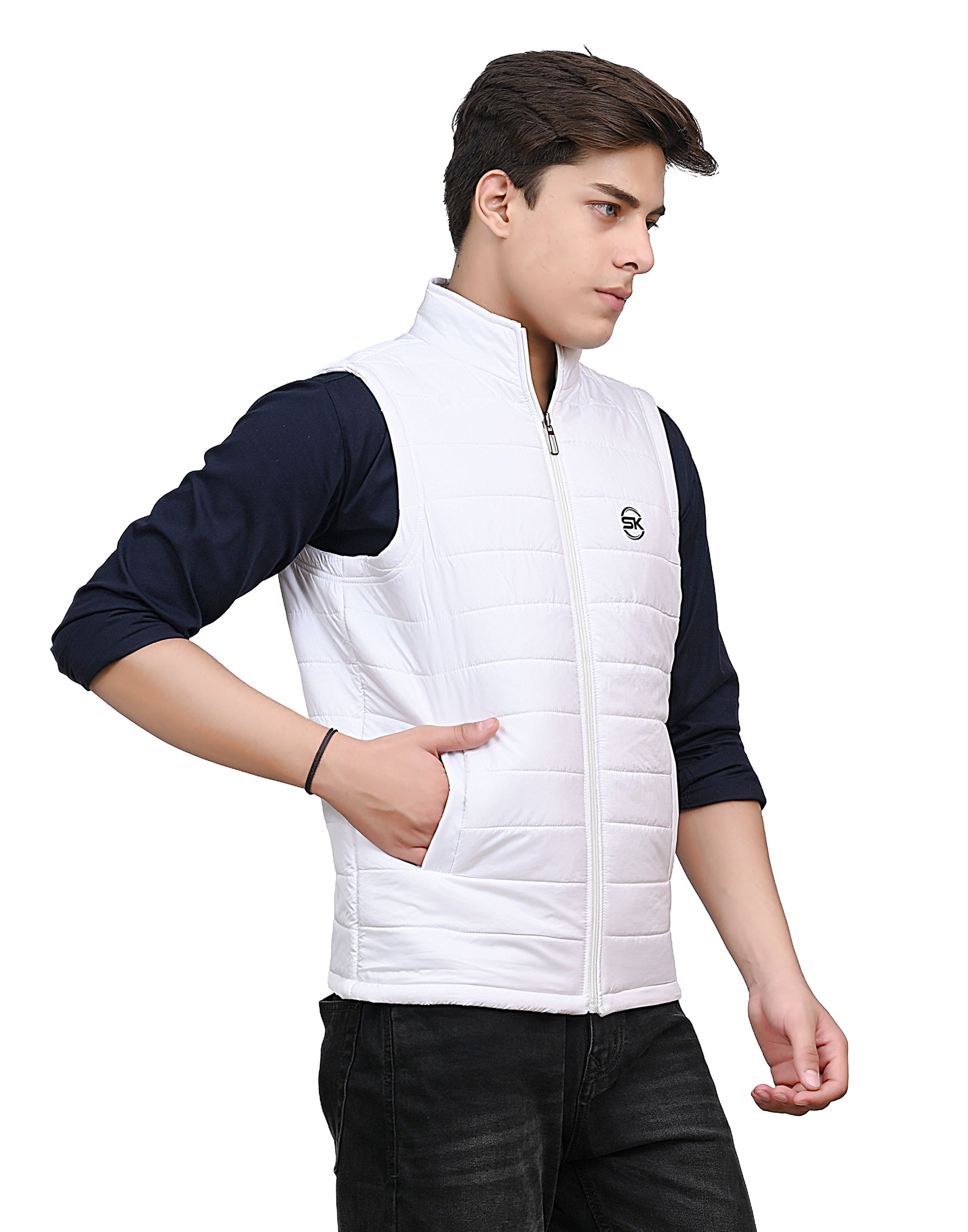 Men’s reversible quilted sleeveless jacket with dual-sided design and zipper closure – versatile winter wear by Amaira Wear