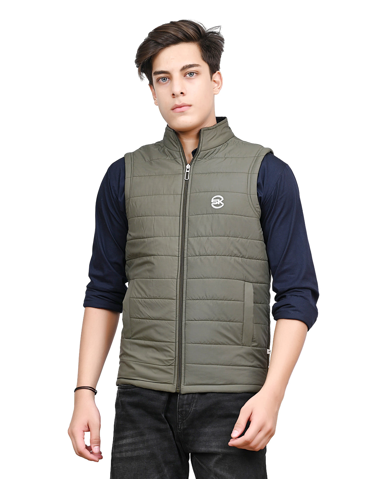 Men’s reversible quilted sleeveless jacket with dual-sided design and zipper closure – versatile winter wear by Amaira Wear