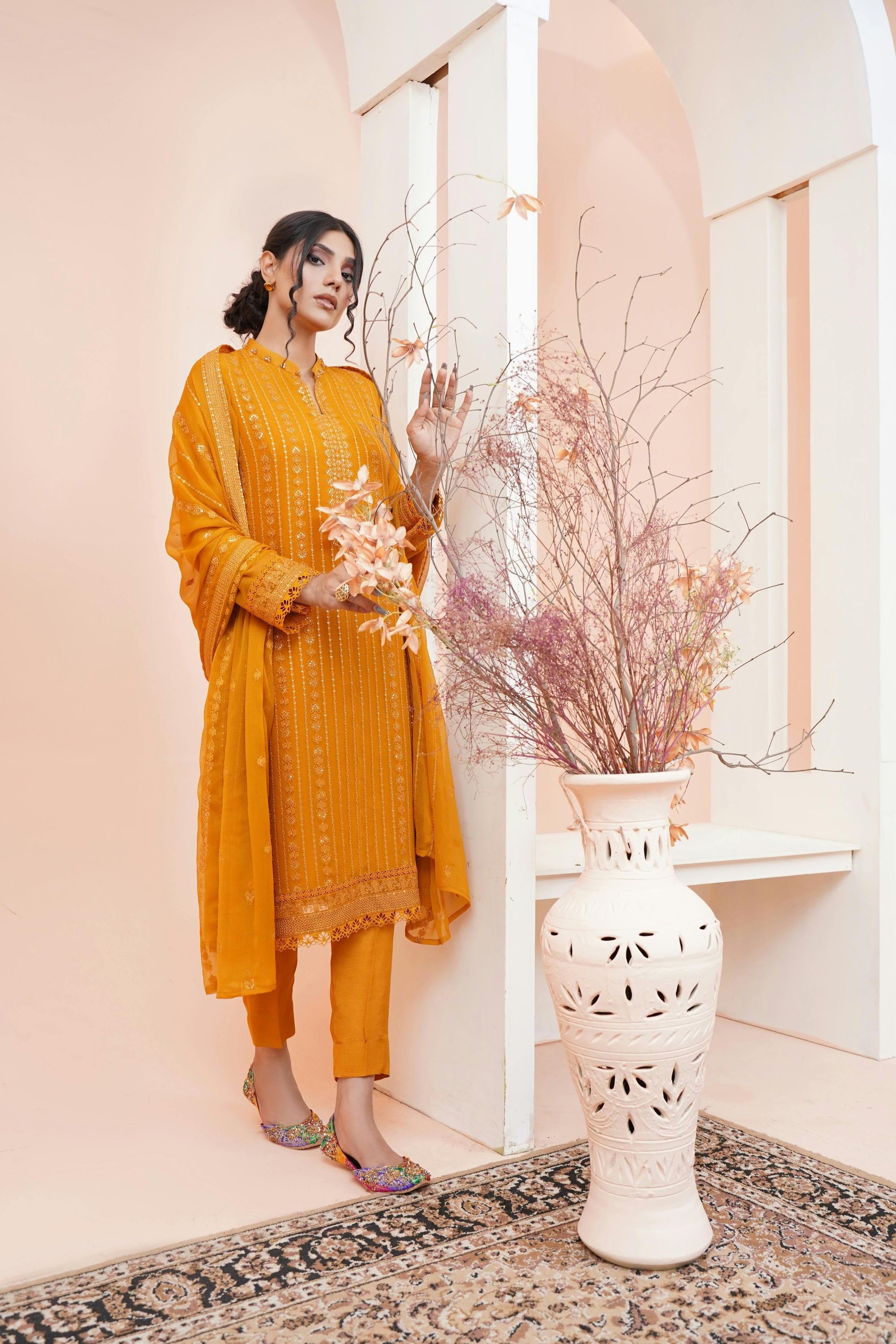 Orange A-Line Kurti