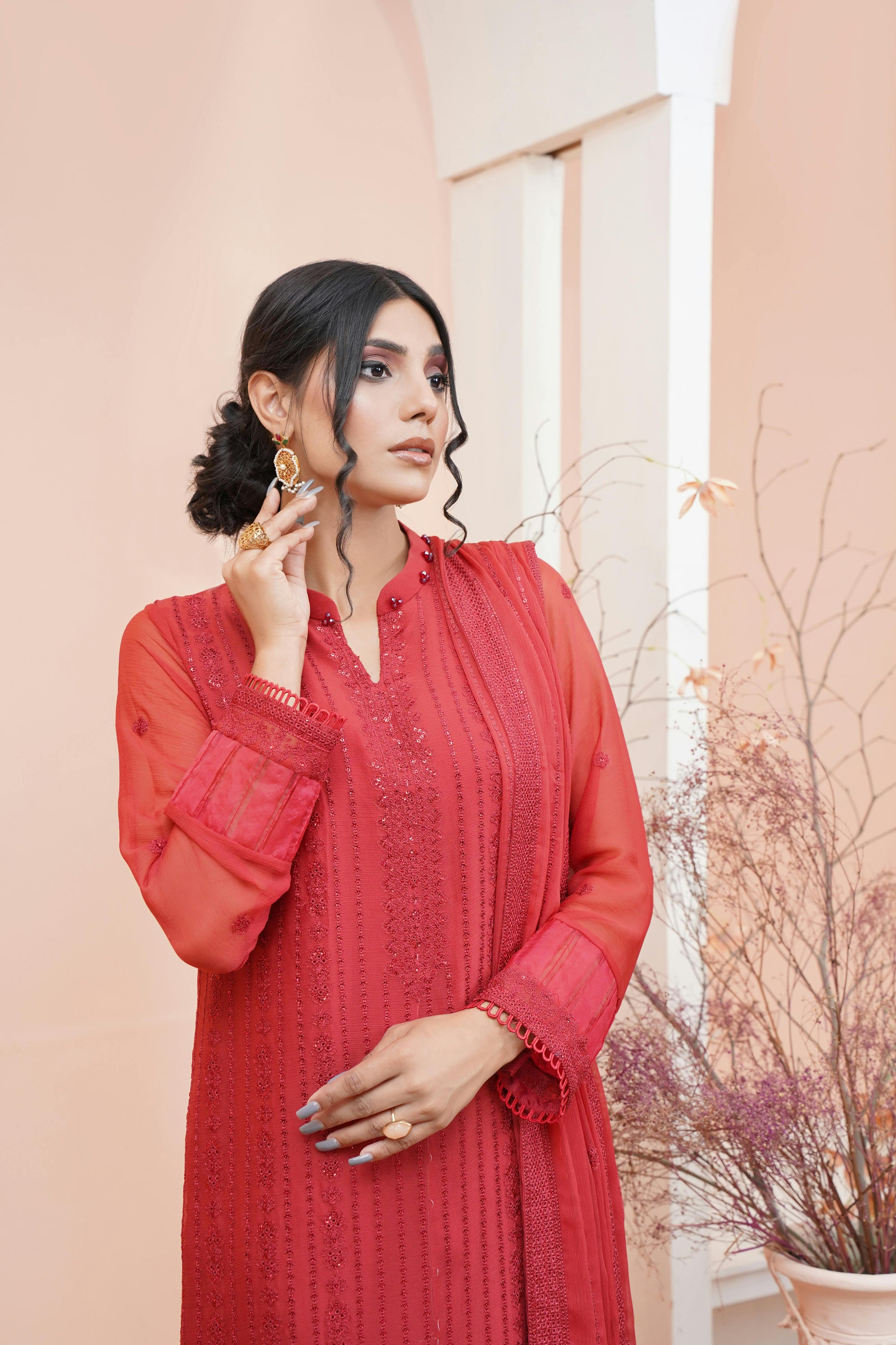 Red A-Line Kurti