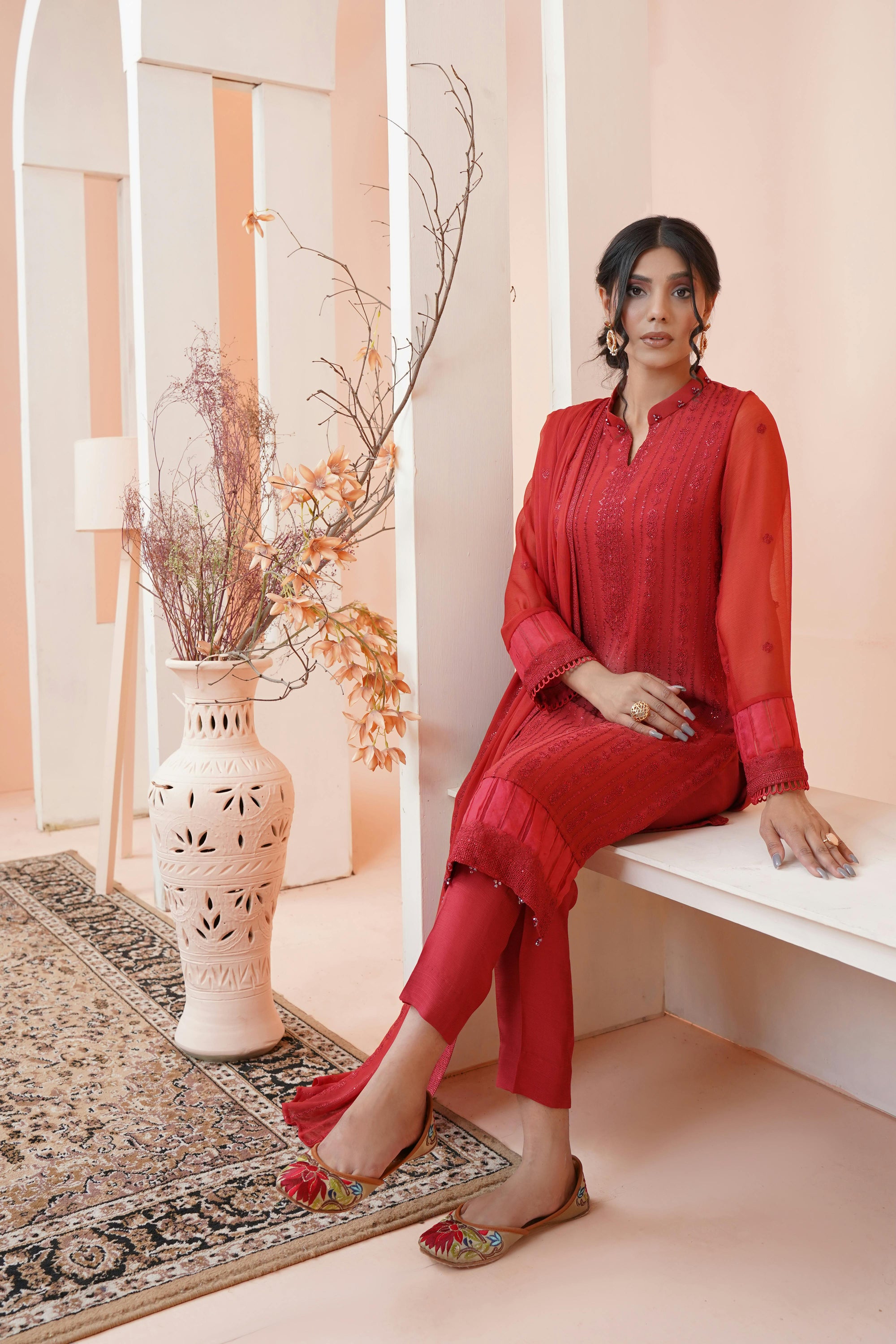 Maroon A-Line Kurti