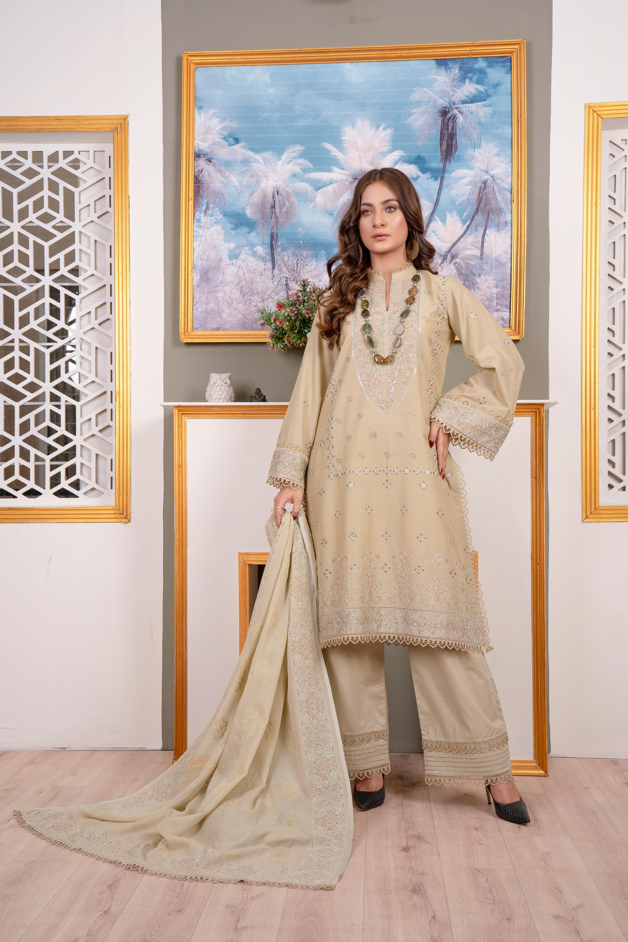 Cream A-Line Kurti