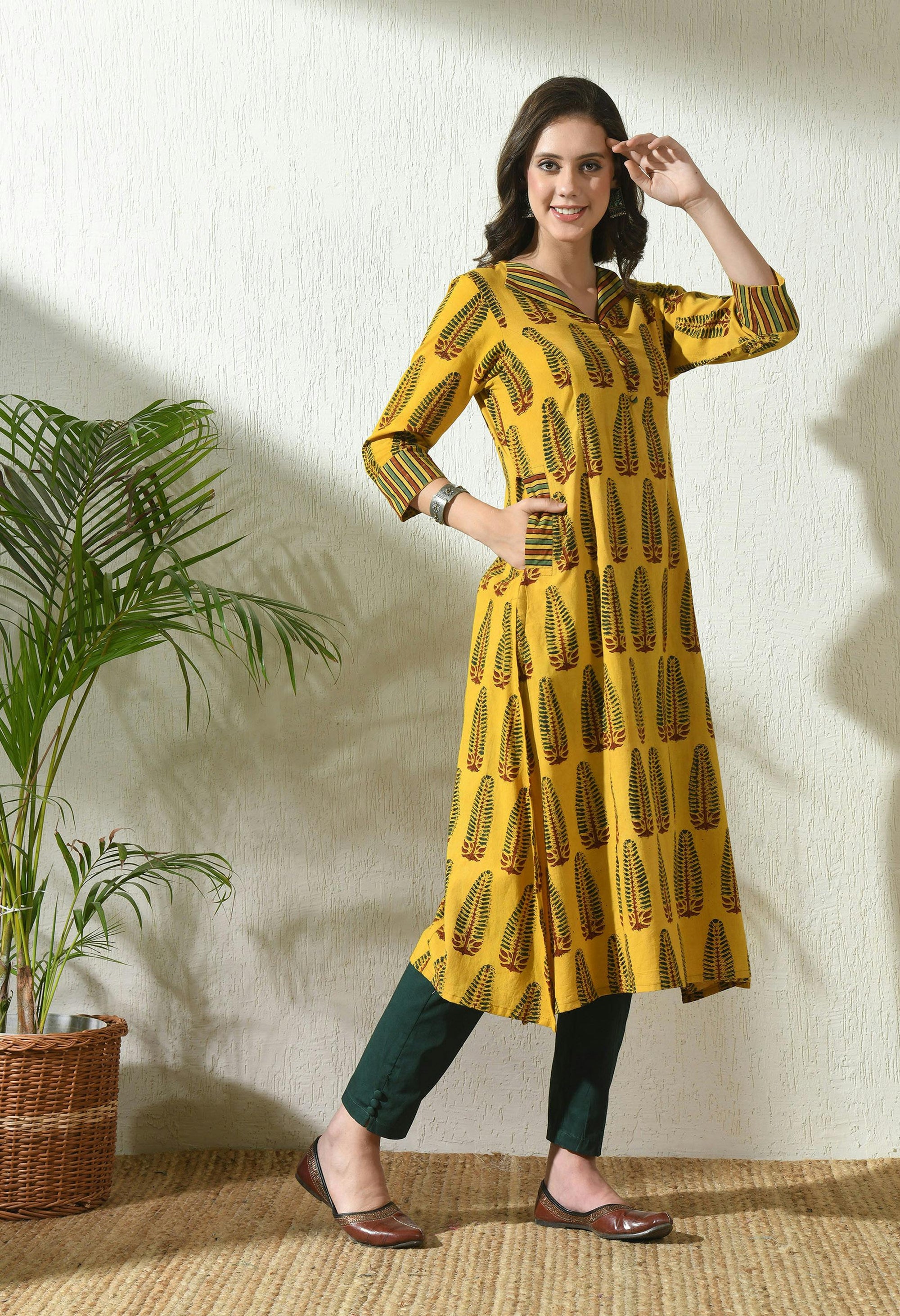 Yellow A-Line Kurti